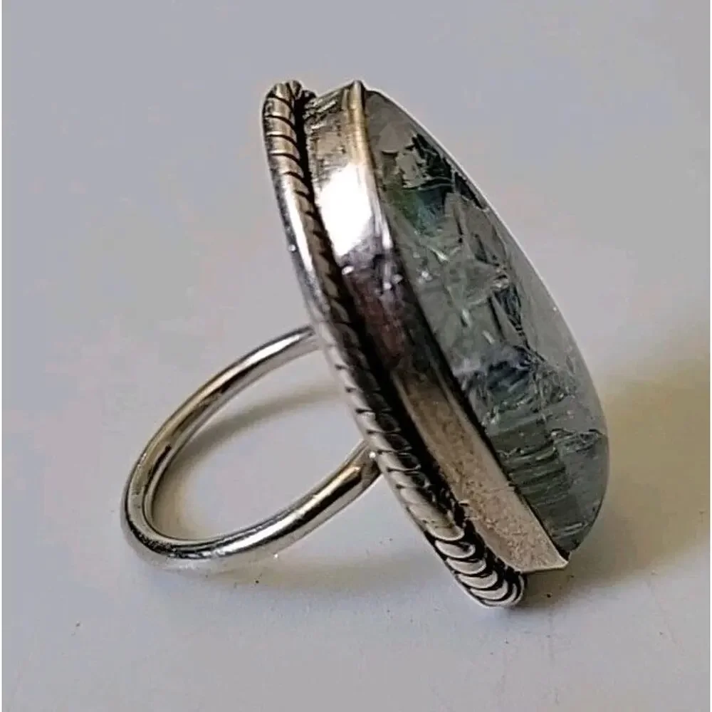 Sterling Silver Moonstone Cocktail Pinky‎ Ring 4.75 Feldspar Intuition Spiritual